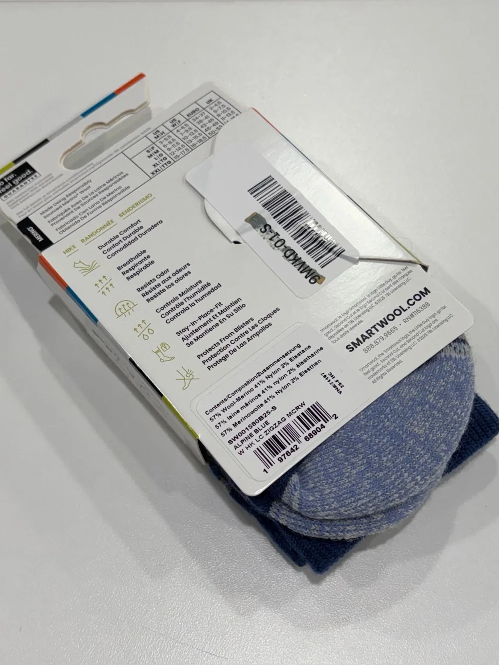 SmartWool Women's Small Zig Zag Valley Light Cushion Hiking Socks Crew Blue NWT